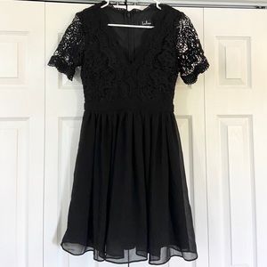Lulu’s Angel in Disguise Black Lace Skater Dress
